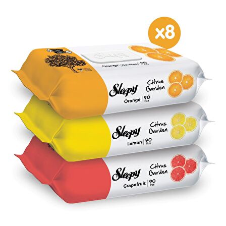 Sleepy Citrus Garden Islak Bebek Havlusu 24x90 (2160 Yaprak)